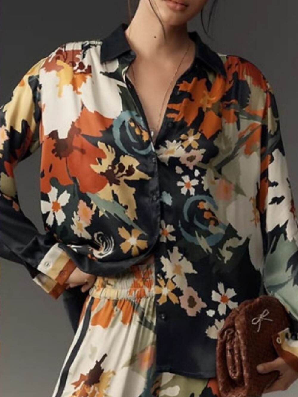 Conditions Apply Floral Button-Up Top in Multicolor
